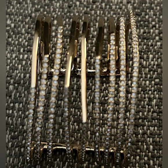 ALEXIS BITTAR Signed Gold Tone Crystal Cuff Bracelet - Picture 2 of 5